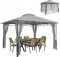 Tenda de jardim, Outsunny, UPF50, 6 m, 180 g, 3 × 3,6 m, madeira, poliéster, Cinzento, para jardim e exterior