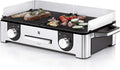 Grelhador elétrico de mesa, WMF, Lono, 2400 W, 50 × 28 cm, 17 cm, 1200 W, 6 cm, com iluminação LED, aço inoxidável, aço, Prateado / Preto