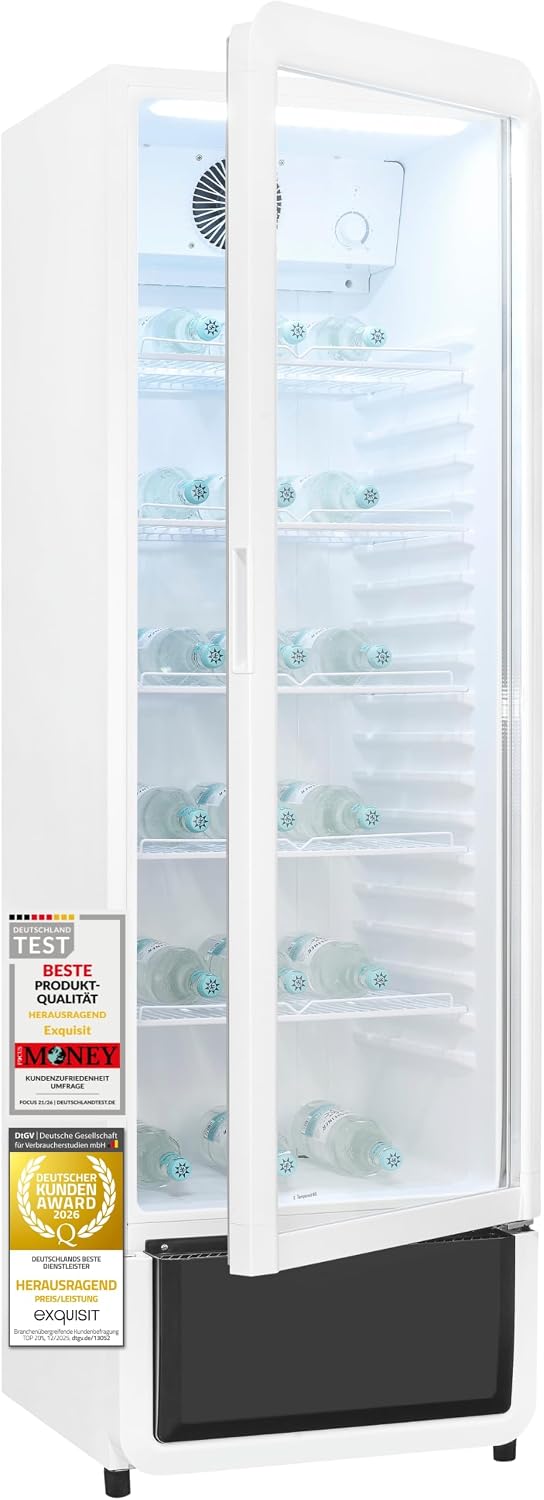 Frigorífico para bebidas, Exquisit, Getr, 280 l, altura regulável, regulável, com rodas, Branco / Preto, para uso diário