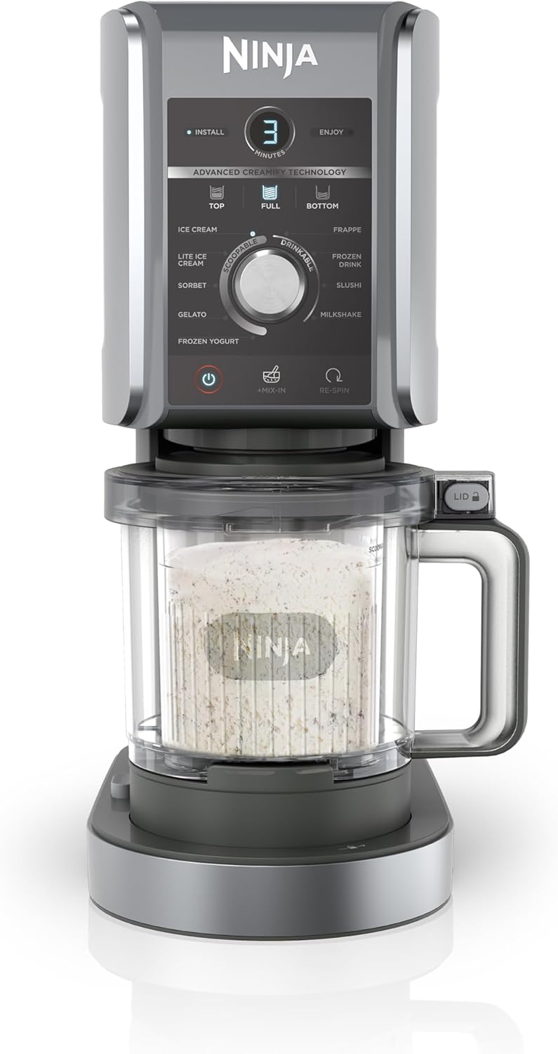 Máquina de gelados, Ninja, CREAMi, 710 ml, 30,5 cm, 42,39 cm, 21,38 cm, 6,54 kg, Prateado / Cinzento, para uso diário
