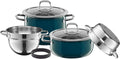 Conjunto de panelas, Silit, Compact, 22 cm, 3,2l, 4,4l, aço, vidro, Petrol / Edelstahl, para a cozinha