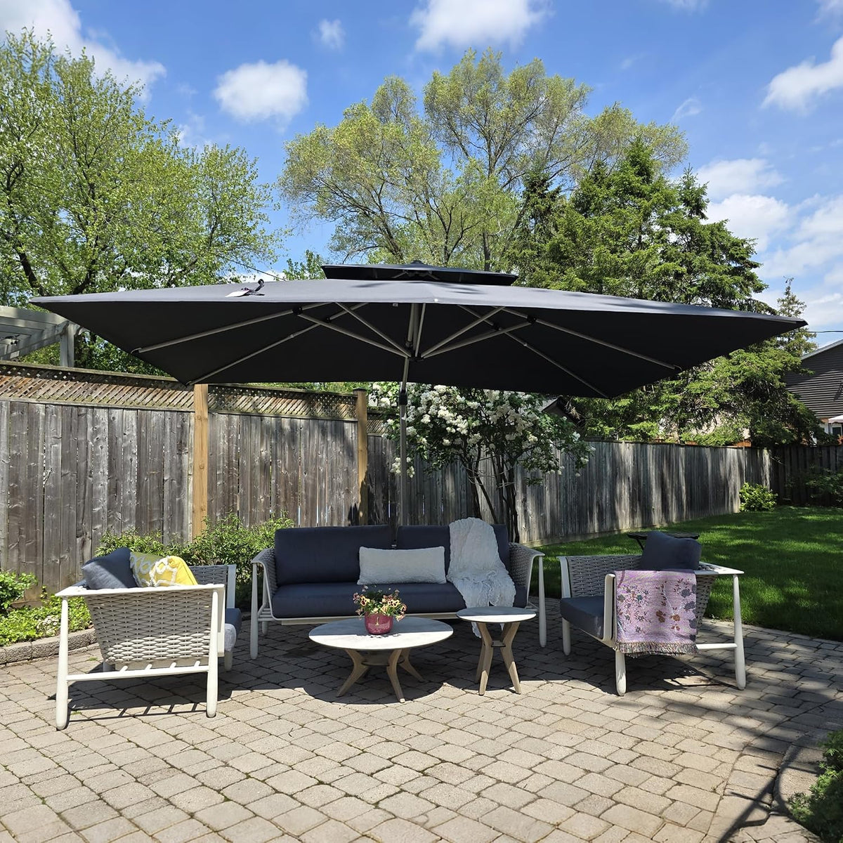 Guarda-sol, PURPLE LEAF, Sonnenschirm, 400 cm, 300 × 400 cm, 240 g, 62 × 102 mm, regulável, aço, alumínio, Cinzento, para utilização no exterior