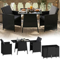 Conjunto de mobiliário de jardim, STEELSØN, Xenara, 74 cm, 88 cm, 5 cm, 60 × 110 × 74 cm, 53 × 56 × 88 cm, dobrável, aço, ratã, Preto / Antracite