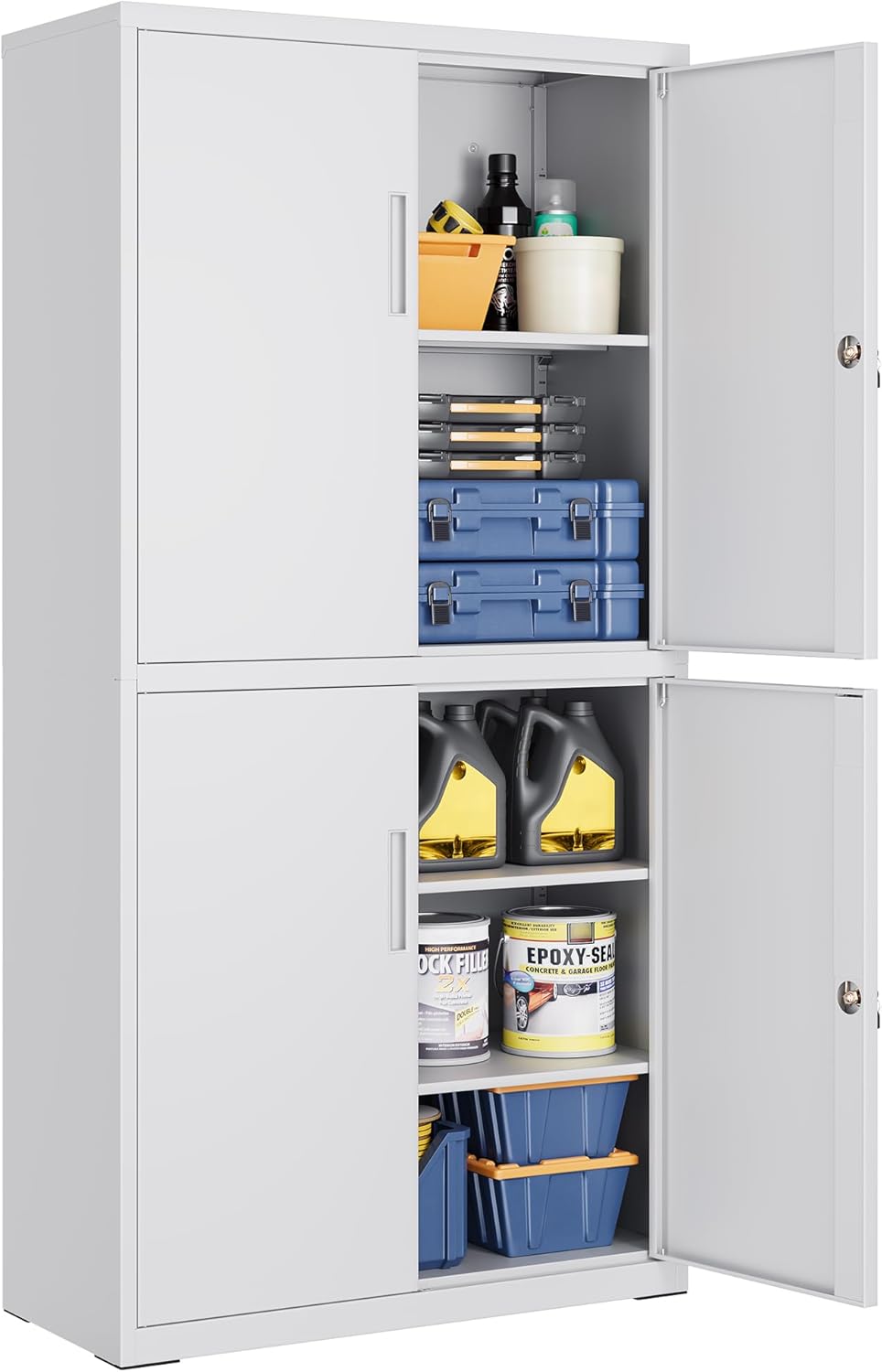 Arquivo de escritório, SONGMICS, Aktenschrank, 180 cm, 40 × 80 × 180 cm, 25 kg, altura regulável, regulável, aço, Cinzento, para uso diário