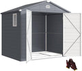 Abrigo de jardim, Outsunny, Ger, 228 cm, 240 × 190 × 228 cm, 240L, 74L, resistente à água, alumínio, plástico, DunkelCinzento / Branco