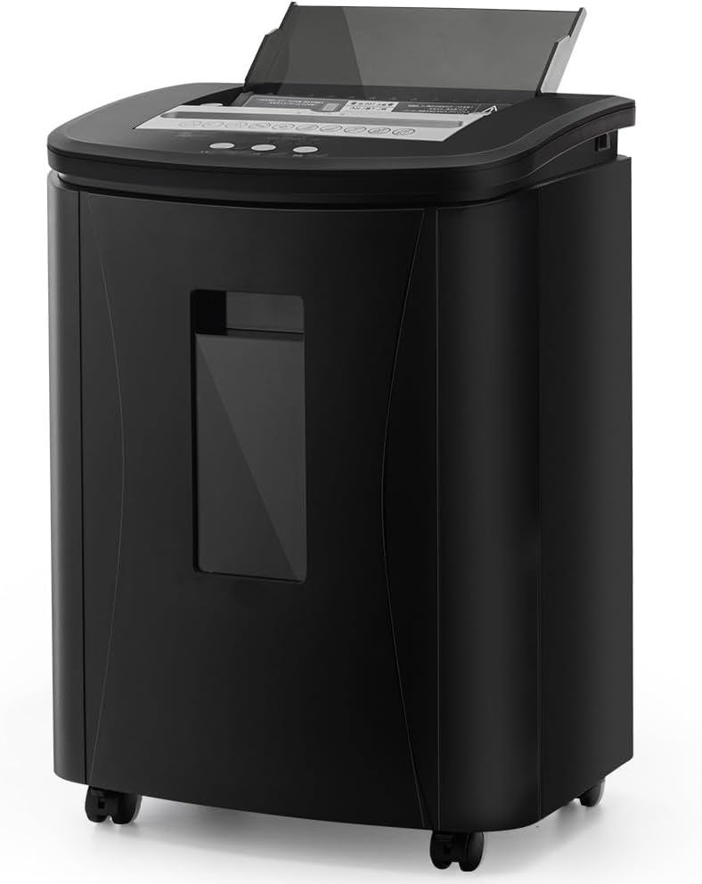 Destruidora de documentos, Trisruvian, 25L, 3 × 10 mm, com rodas, Preto, para uso diário