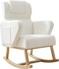 Cadeira de baloiço, Yvsevnr, 150 kg, 65 cm, 69 cm, 77 cm, 97 cm, 57 cm, com comando à distância, madeira, Branco, para uso diário