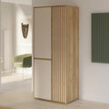 Roupeiro, Forte, ELISTON, 84 cm, 200,1 cm, 54 cm, 84 × 200,1 × 54 cm, com portas, madeira, Eiche / Kashmir Bege, para o quarto