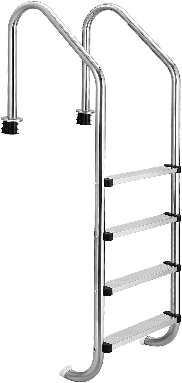 Escada, GarveeTech, 4 níveis, 172 kg, aço inoxidável, aço, Prateado / Preto, para uso diário