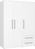 Roupeiro, Forte, Jupiter, 145 cm, 59 cm, 200 cm, 20 kg, regulável, com gavetas, com portas, plástico, Branco, para o quarto