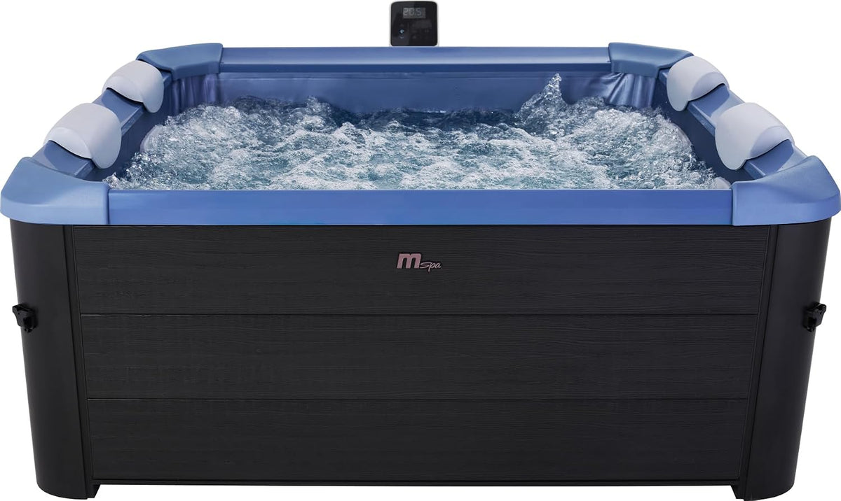 Banheira de hidromassagem, Wellness Point, 160 × 160 × 65 cm, com controlo por aplicação, Azul / Preto, para uso diário