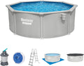 Piscina com estrutura metálica, Bestway, Hydrium, 122 cm, 366 × 122 cm, 3.596 l/h, 85 W, 250 g, aço, GranitCinzento / Azul