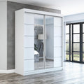 Roupeiro, A&J MöbelLand, Schwebet, 160 cm, com prateleiras, com portas, alumínio, Branco, para o quarto