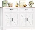 Aparador, HOCSOK, Sideboard, 120 cm, com gavetas, com prateleiras, com portas, madeira, Branco / Castanho, para uso diário