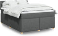 Cama box spring, vidaXL, Boxspringbett, 140 × 200cm, com iluminação LED, com rodas, poliéster, tecido, DunkelCinzento, para o quarto