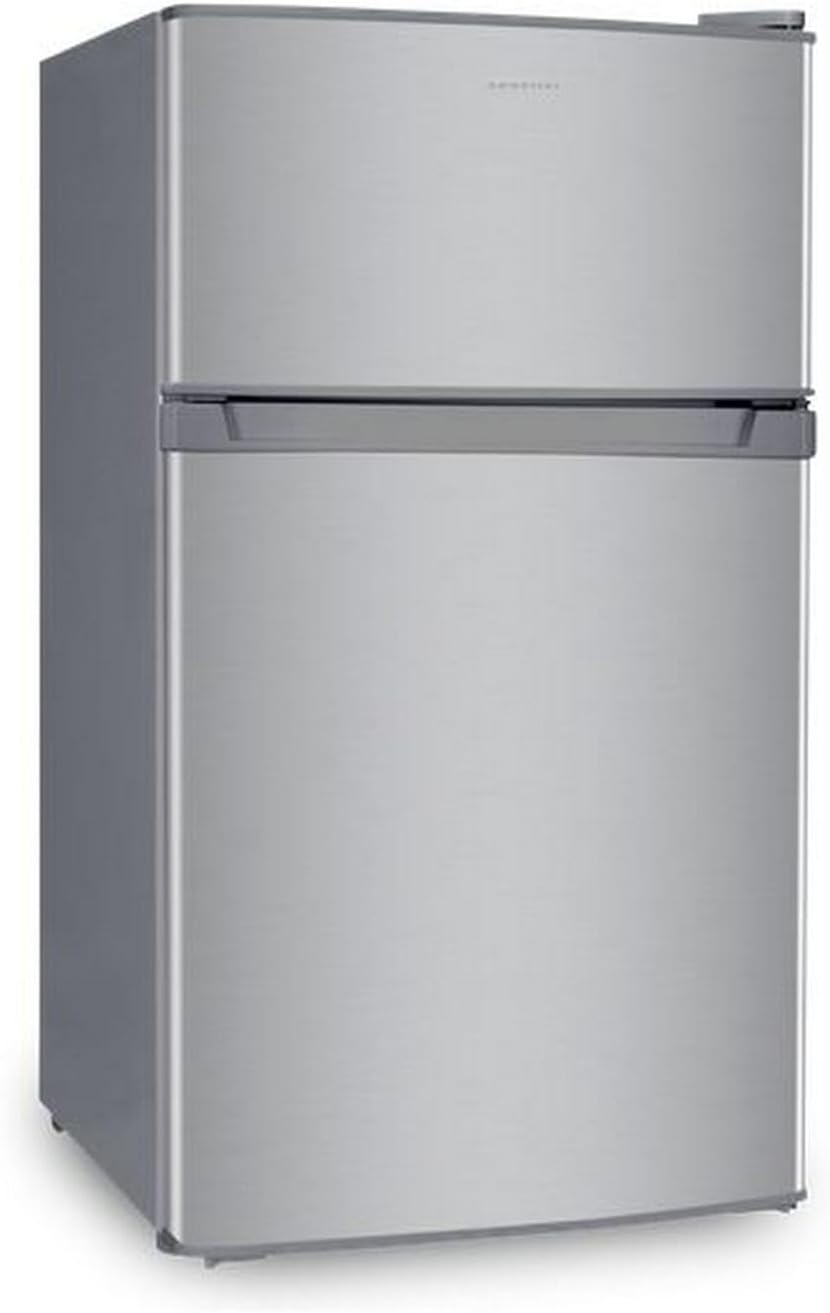 Frigorífico combinado, INFINITON ELECTRONICS, INFINITON, 85 cm, 85 l, com iluminação LED, com gavetas, vidro, Prateado, para uso diário