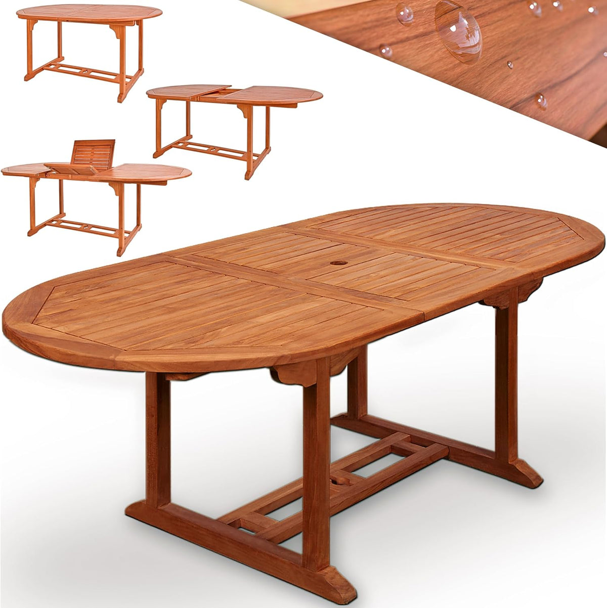 Mesa de jantar, Casaria, Gartentisch, 160kg, 200 × 100cm, 150cm, 200cm, com portas, madeira, Castanho, para uso diário
