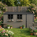 Abrigo de jardim, Bladez, 6 × 3 m, 284,2 cm, 205 cm, 359,4 × 284,2 cm, 370,8 × 303,8 × 205 cm, resistente à água, aço, Natural, para jardim e exterior