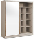 Roupeiro, Vente-unique, 203 cm, 215 cm, 203 × 60,5 × 215 cm, madeira, Bege, para o quarto