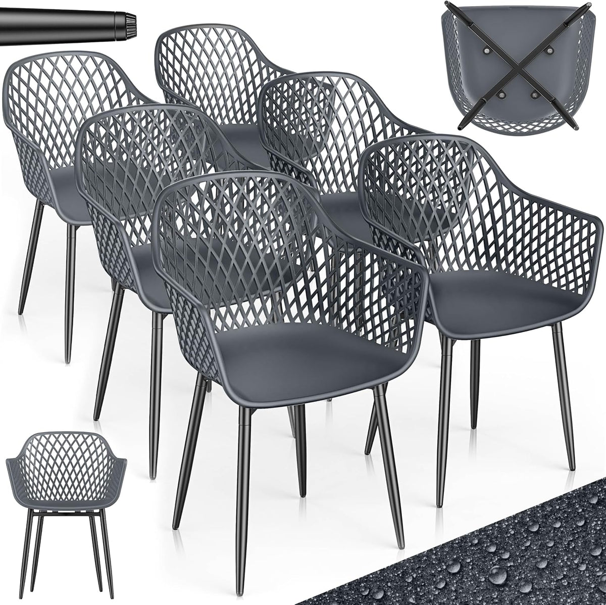 Cadeira de jantar, tillvex, Gartenstuhl, 120kg, 45 cm, 4 kg, madeira, plástico, Cinzento, para uso diário