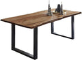 Mesa de jantar, SAM, Baumkantentisch, 160 × 85 cm, 85 cm, madeira, Natural / Preto, para uso diário