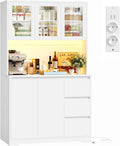 Aparador, FirFurd, 180, 180 cm, 5 cm, 180 × 100 × 38,5 cm, 38,5 cm, regulável, com iluminação LED, com gavetas, Branco, para uso diário