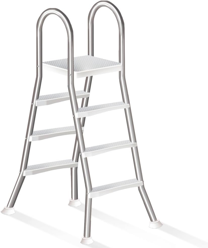Escada, Errzom, 132 cm, 250 kg, 550 kg, aço inoxidável, aço, Prateado / Branco, para uso diário