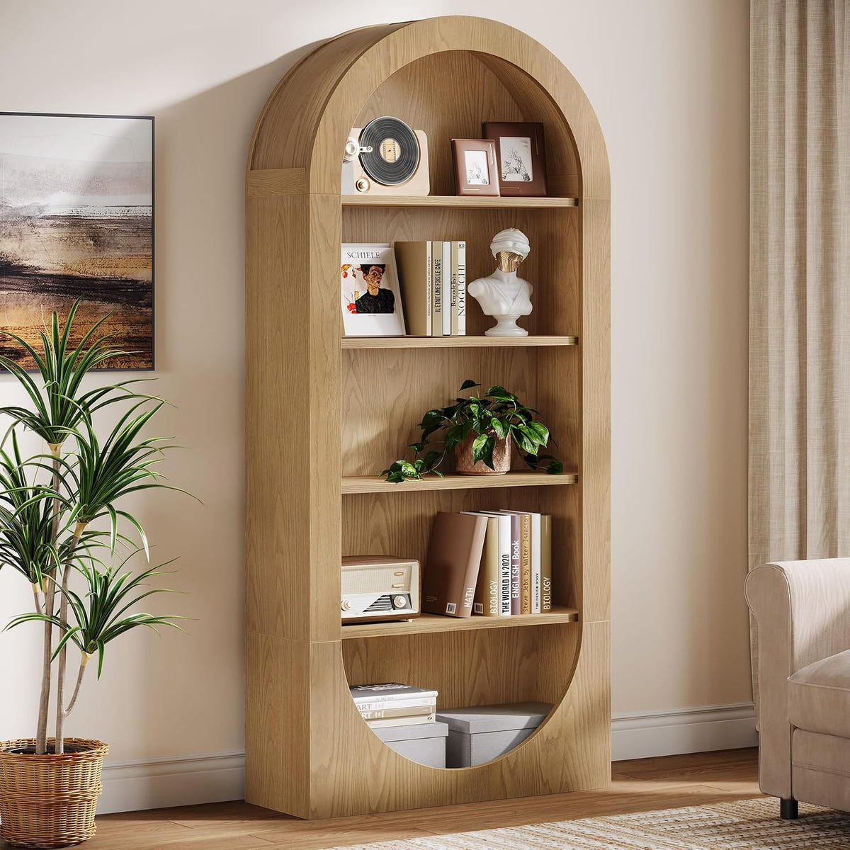Estante para livros, Tribesigns, 180 cm, 20 kg, com prateleiras, com portas, madeira, Holz, para uso diário