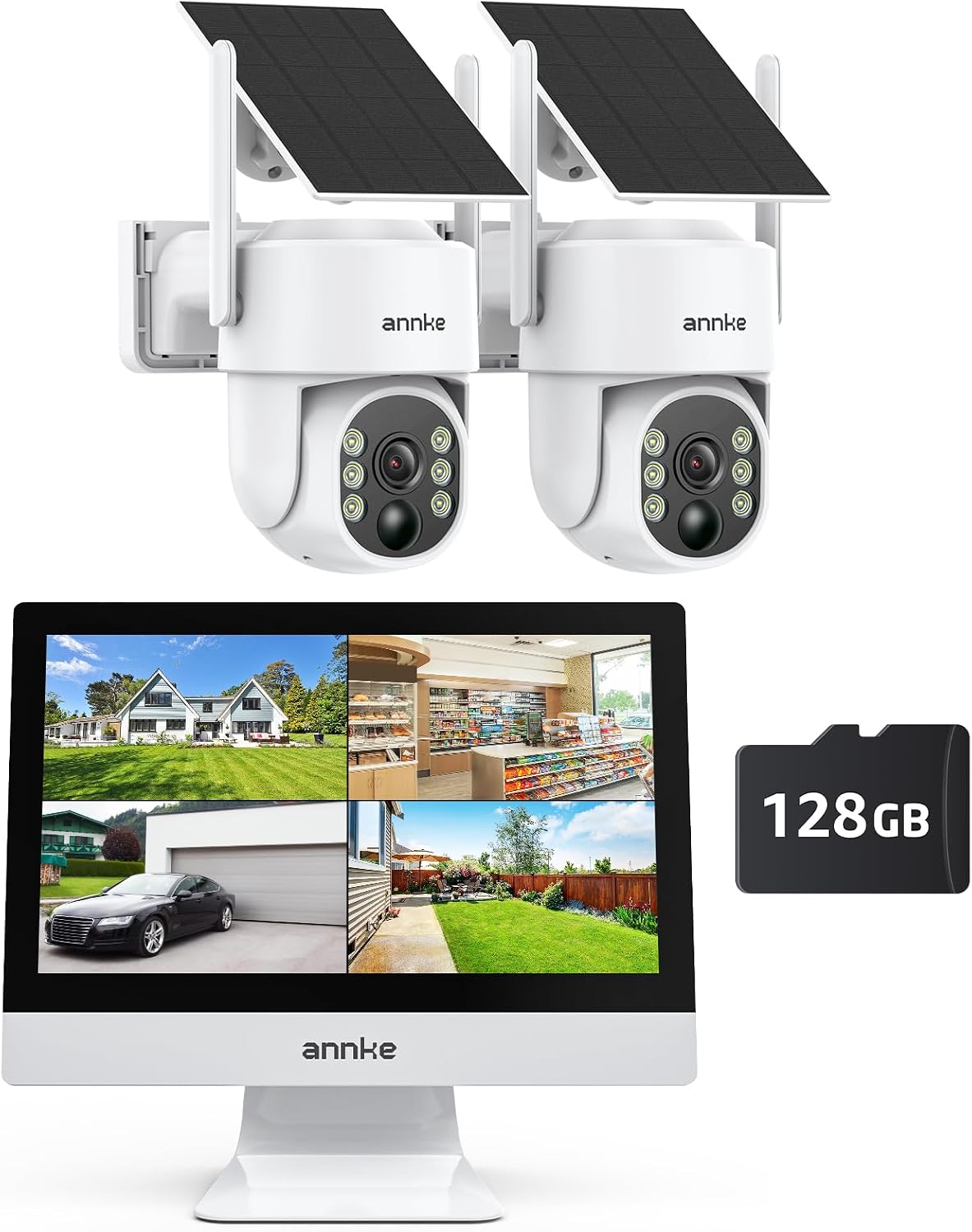 Câmara de vigilância, ANNKE, 4MP, 12', com controlo por aplicação, Branco / Preto, para uso diário