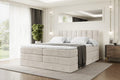 Cama box spring, ALTDECOR, Boxspringbett, 310g, com colchão, madeira, veludo, Bege, para o quarto