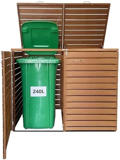 Abrigo para contentores, Tourtecs, 2er, madeira, Castanho / Verde, para utilização no exterior