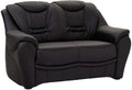 Sofá, CAVADORE, 2er, 95 cm, 148 × 94 × 95 cm, 46 cm, 54 cm, 215 cm, madeira, pele sintética, Preto, para a sala