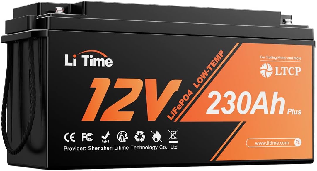 Bateria automóvel, Litime, 12V, 230Ah, 200A, 2560W, plástico, Preto / Laranja, para uso diário