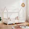 Estrado de cama, en.casa, Kinderbett, 140 cm, 70 × 140 cm, com prateleiras, com portas, madeira, Branco, para o quarto