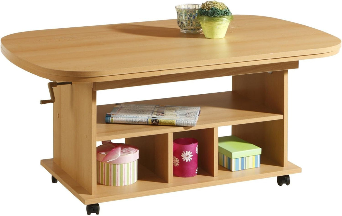 Mesa, Hela, Couchtisch, 60 cm, altura regulável, regulável, com rodas, madeira, Buche, para uso diário
