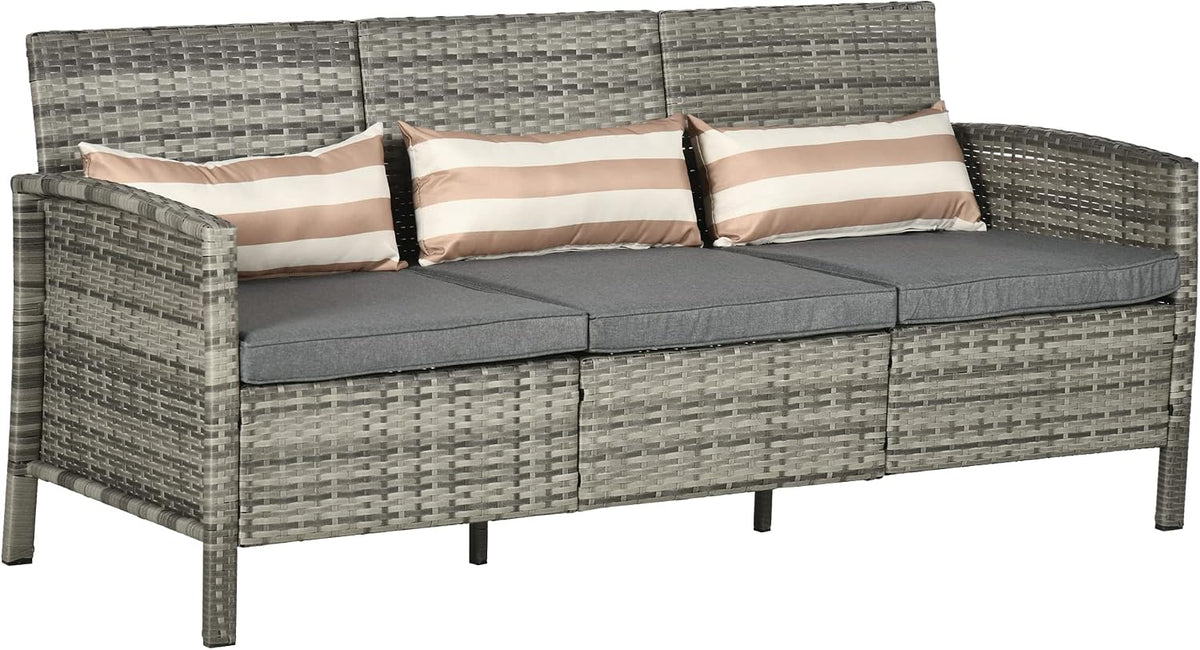 Sofá, Outsunny, Rattan, 78 cm, 173 × 68 × 78 cm, 330 kg, aço, ratã, Cinzento, para a sala
