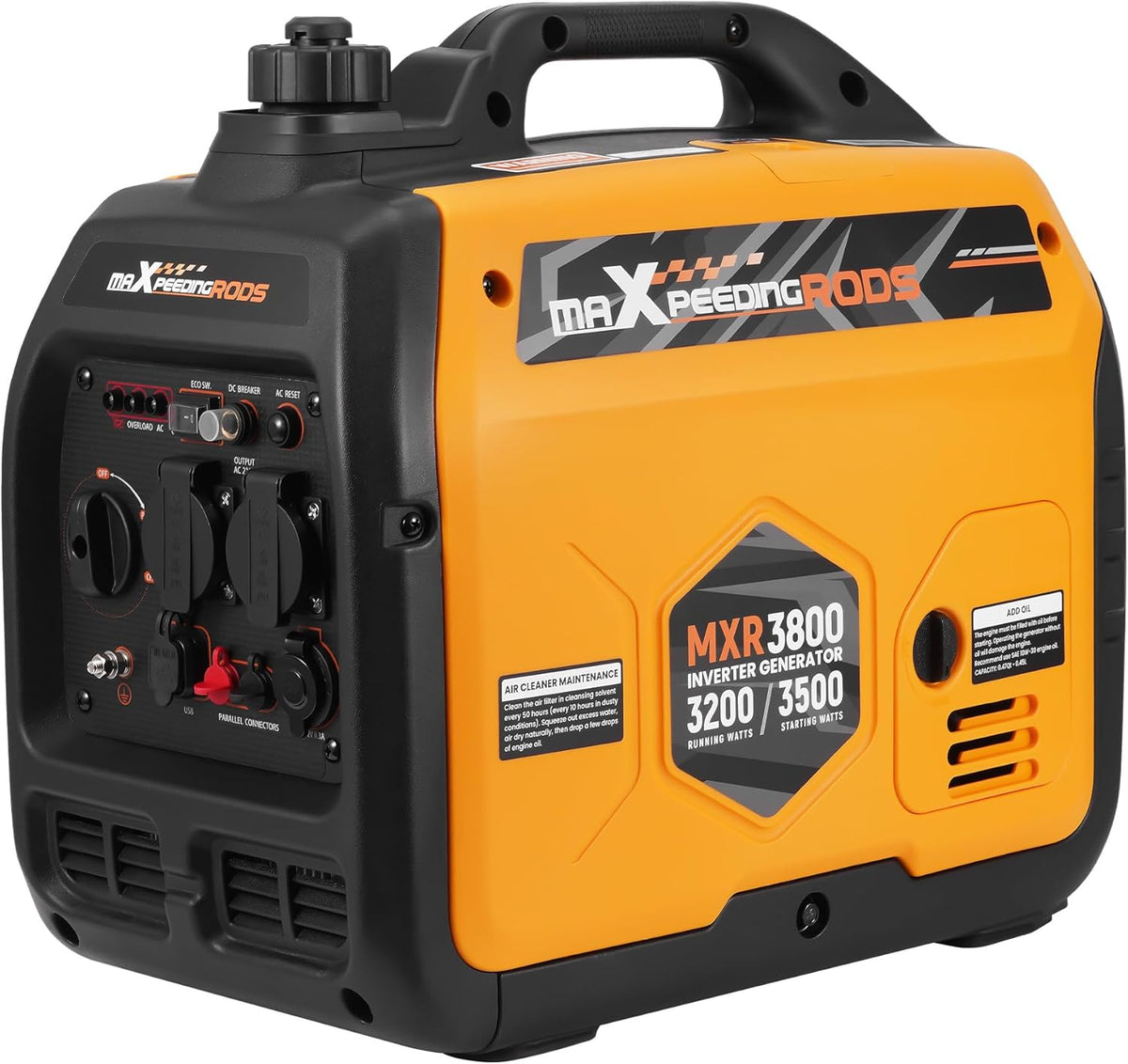 Gerador elétrico, maXpeedingrods, 3500W, 230V, 12V, 21 kg, Preto / Laranja, para trabalhos de manutenção