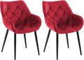 Cadeira de jantar, CLP, 2er, 83 cm, 58 cm, 62 cm, 46 cm, 45 cm, veludo, poliéster, Vermelho / Preto, para uso diário