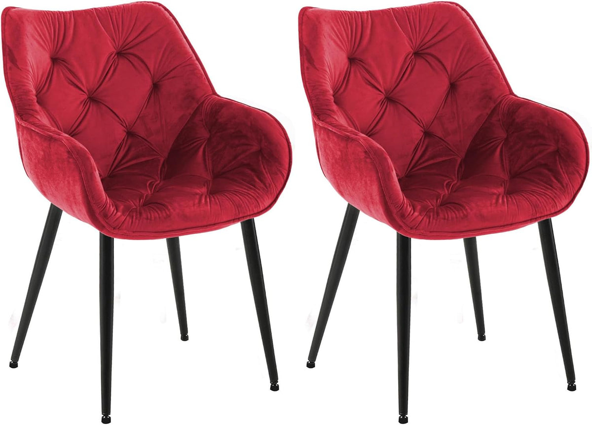 Cadeira de jantar, CLP, 2er, 83 cm, 58 cm, 62 cm, 46 cm, 45 cm, veludo, poliéster, Vermelho / Preto, para uso diário