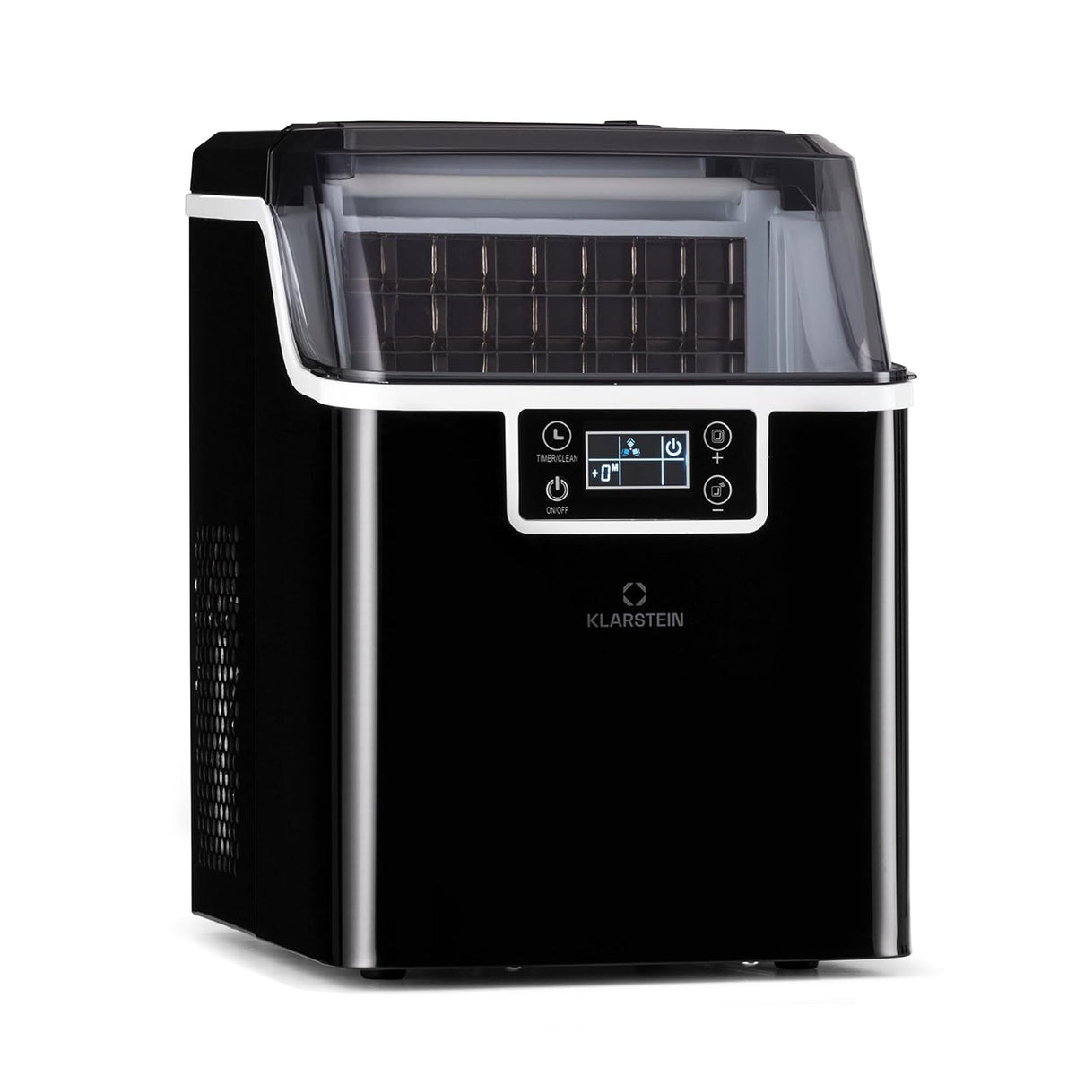 Klarstein, Máquina de cubos de gelo, Eisw, 3,2L, 20kg, 24 W, aço inoxidável, aço, Preto, para uso diário