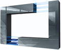 Conjunto de sala, Vladon, Wohnwand, 39 cm, 262 × 183 × 39 cm, com iluminação LED, madeira, painel de madeira, Preto / Cinzento / Azul, para a sala