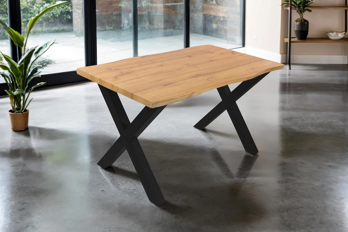 Mesa de jantar, SAM, Esstisch, 80 cm, 120 × 80 cm, com portas, madeira, painel de madeira, Holzoptik / Preto, para uso diário