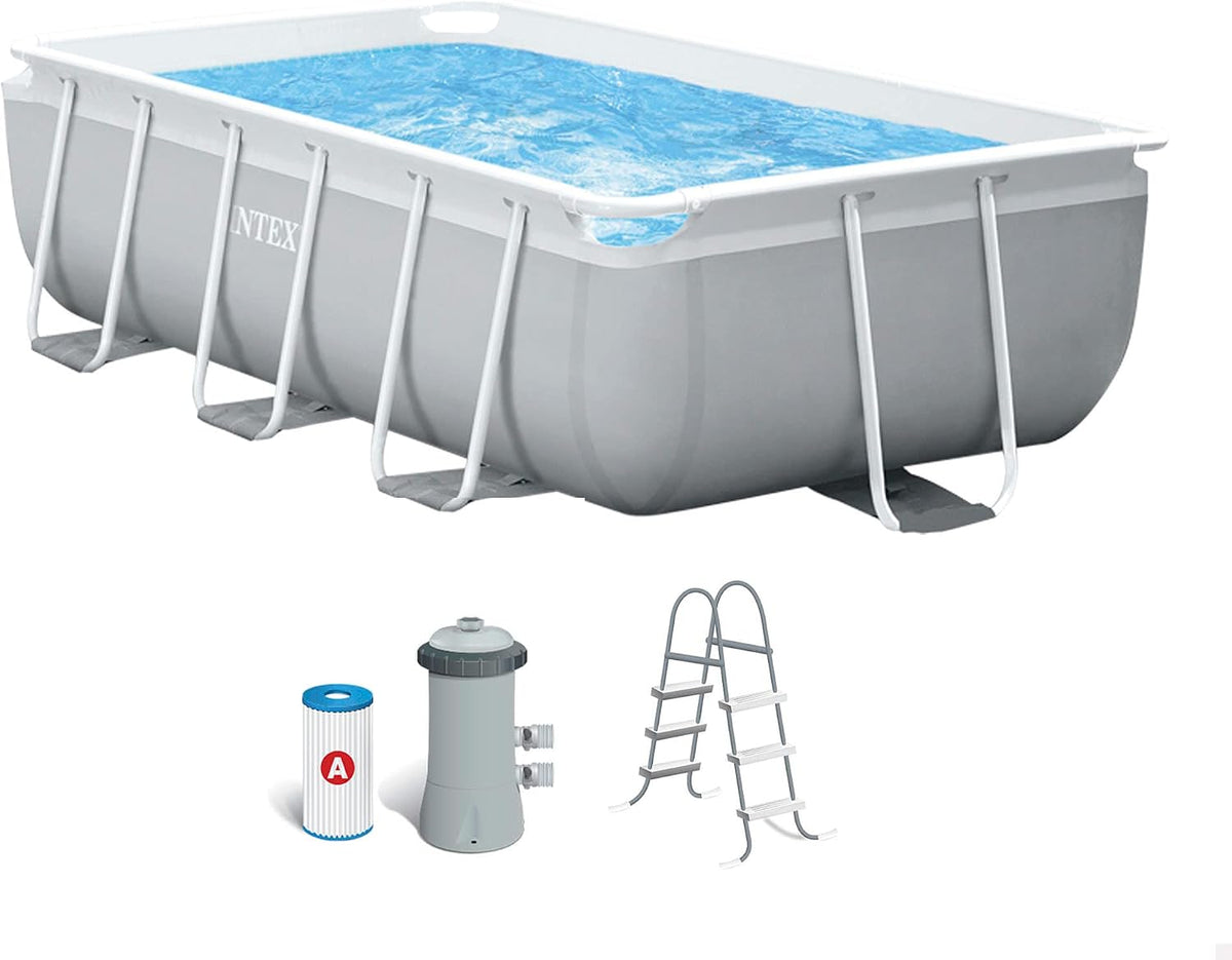 Piscina desmontável, Intex, 55210, 300 × 175 × 80 cm, 3.539 L, 2.006 L, 32 mm, 0.58 mm, 47,9 kg, aço, vidro, Cinzento, para jardim e exterior