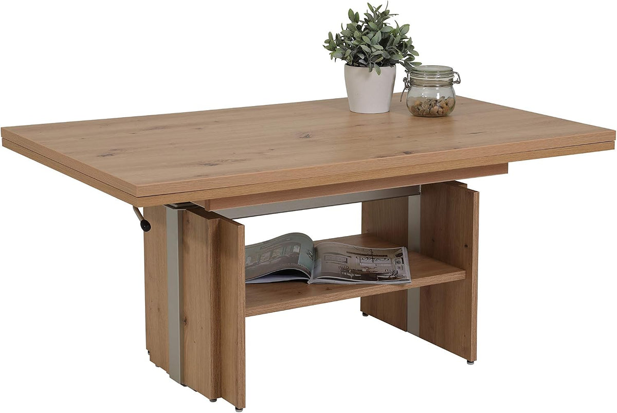 Mesa de apoio, Hela Tische, 177cm, 69cm, altura regulável, regulável, madeira, pele sintética, Eiche, para uso diário