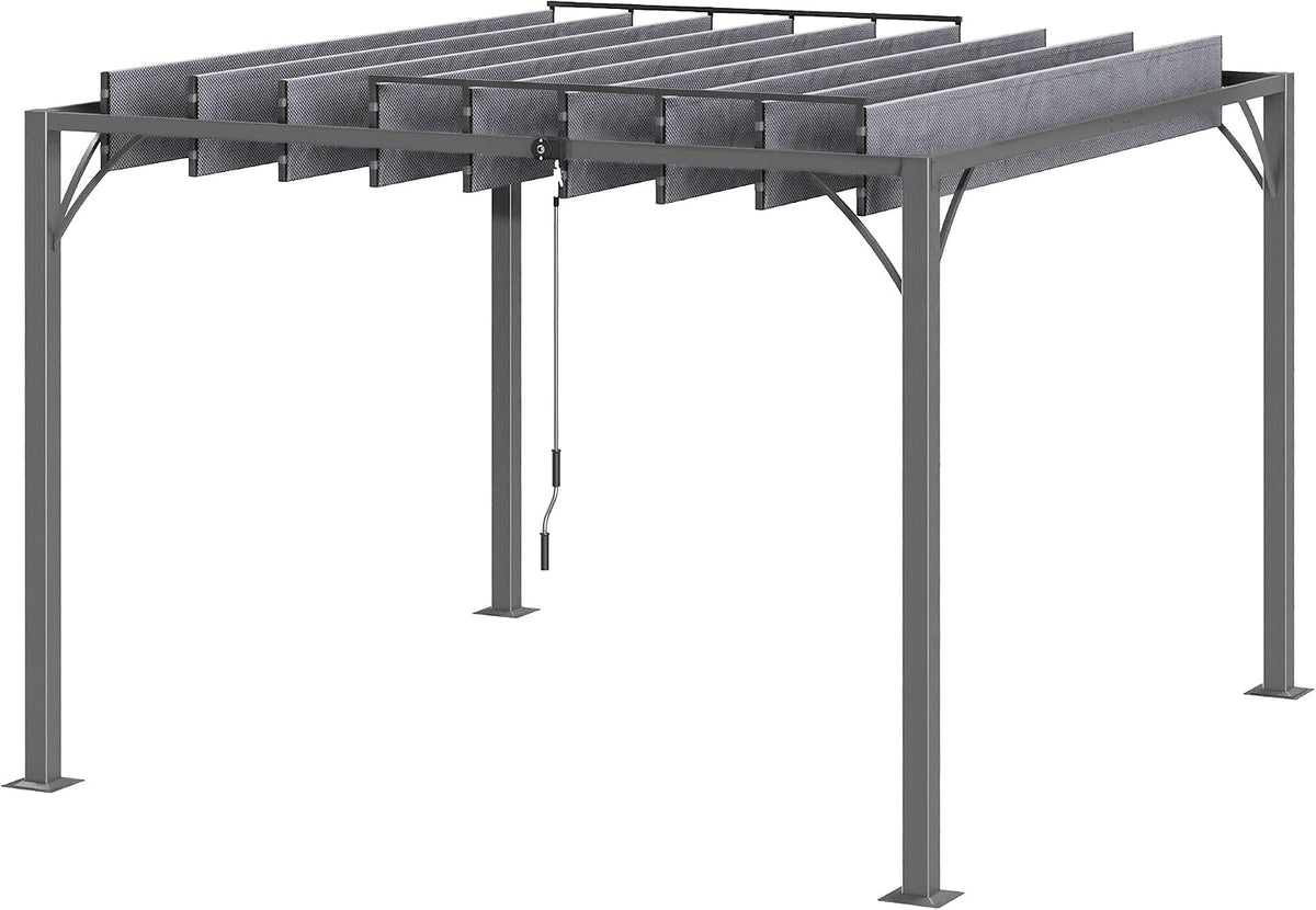 Tenda de jardim, Outsunny, 3 × 3 m, 180 g, 290 × 295 × 213 cm, regulável, aço, alumínio, Cinzento, para jardim e exterior
