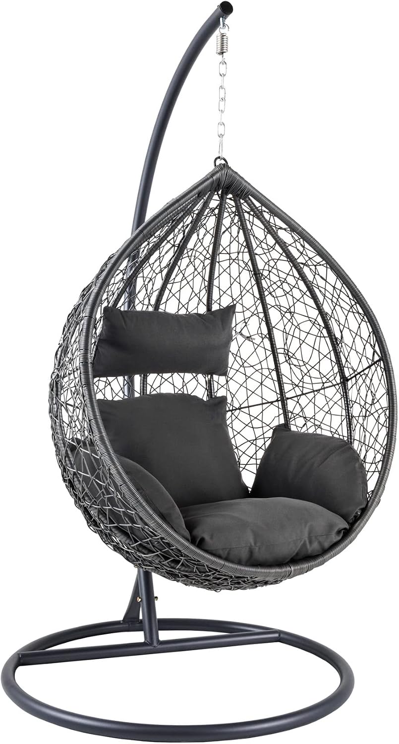 Cadeira suspensa, Riess Ambiente, 105 cm, 203 cm, 120 cm, 50 cm, 65 cm, com portas, ratã, poliéster, Antracite, para uso diário