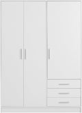 Roupeiro, Forte, Jupiter, 145 cm, 60 cm, 200 cm, 5 kg, regulável, com gavetas, com portas, plástico, painel de madeira, Branco, para o quarto