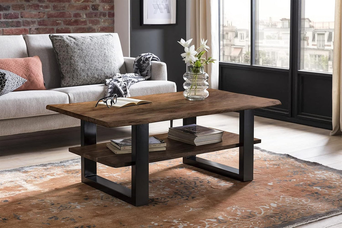 Mesa de apoio, SAM, Couchtisch, 115 × 65 cm, 65 cm, com comando à distância, com portas, madeira, Nussbaum / Preto, para uso diário