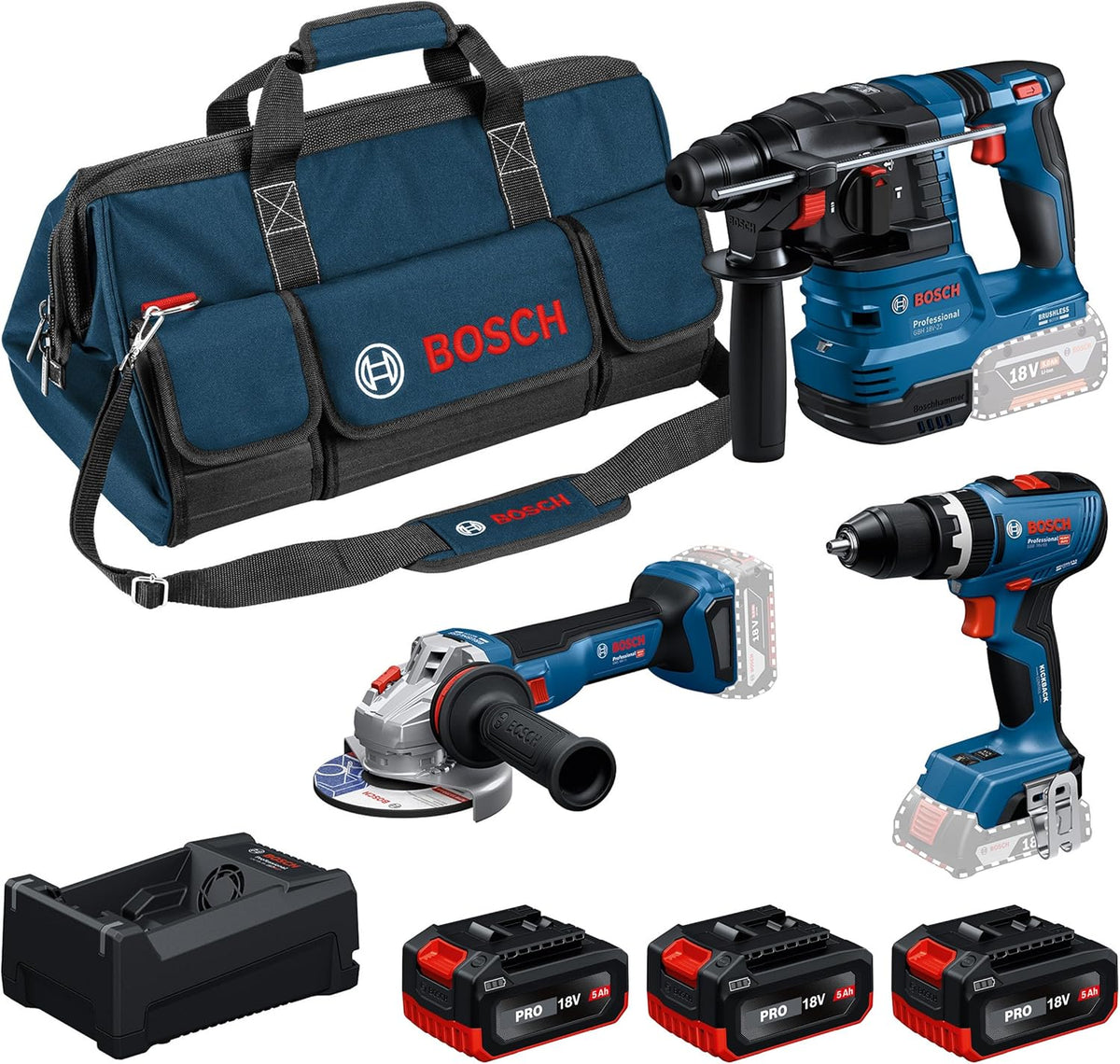 Berbequim aparafusador, Bosch Professional, 18V-65, 18V, 5.0Ah, 12V, Azul / Preto / Vermelho, para trabalhos de manutenção