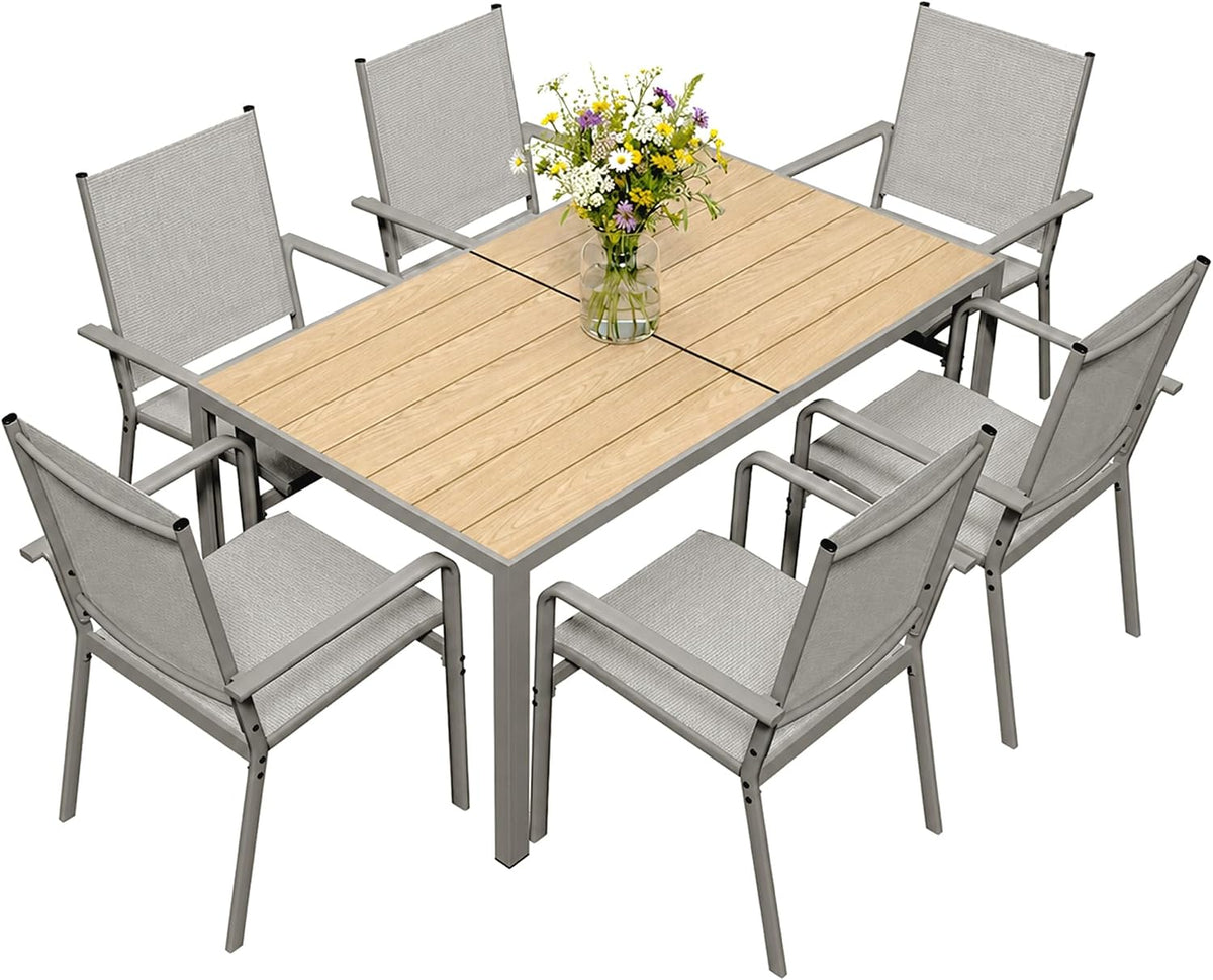 Conjunto de mobiliário de jardim, Xbro, Gartenm, 72 cm, 151 × 75 × 72 cm, aço, madeira, Cinzento / Holz, para utilização no exterior
